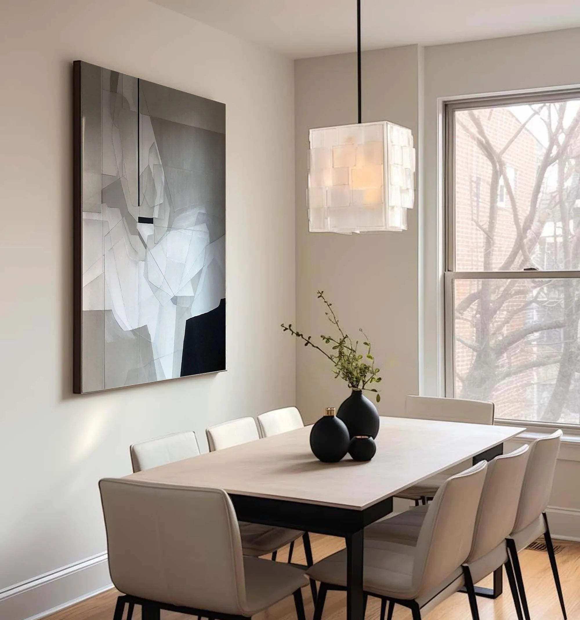 Monochrome Geometric Abstract Wall Art