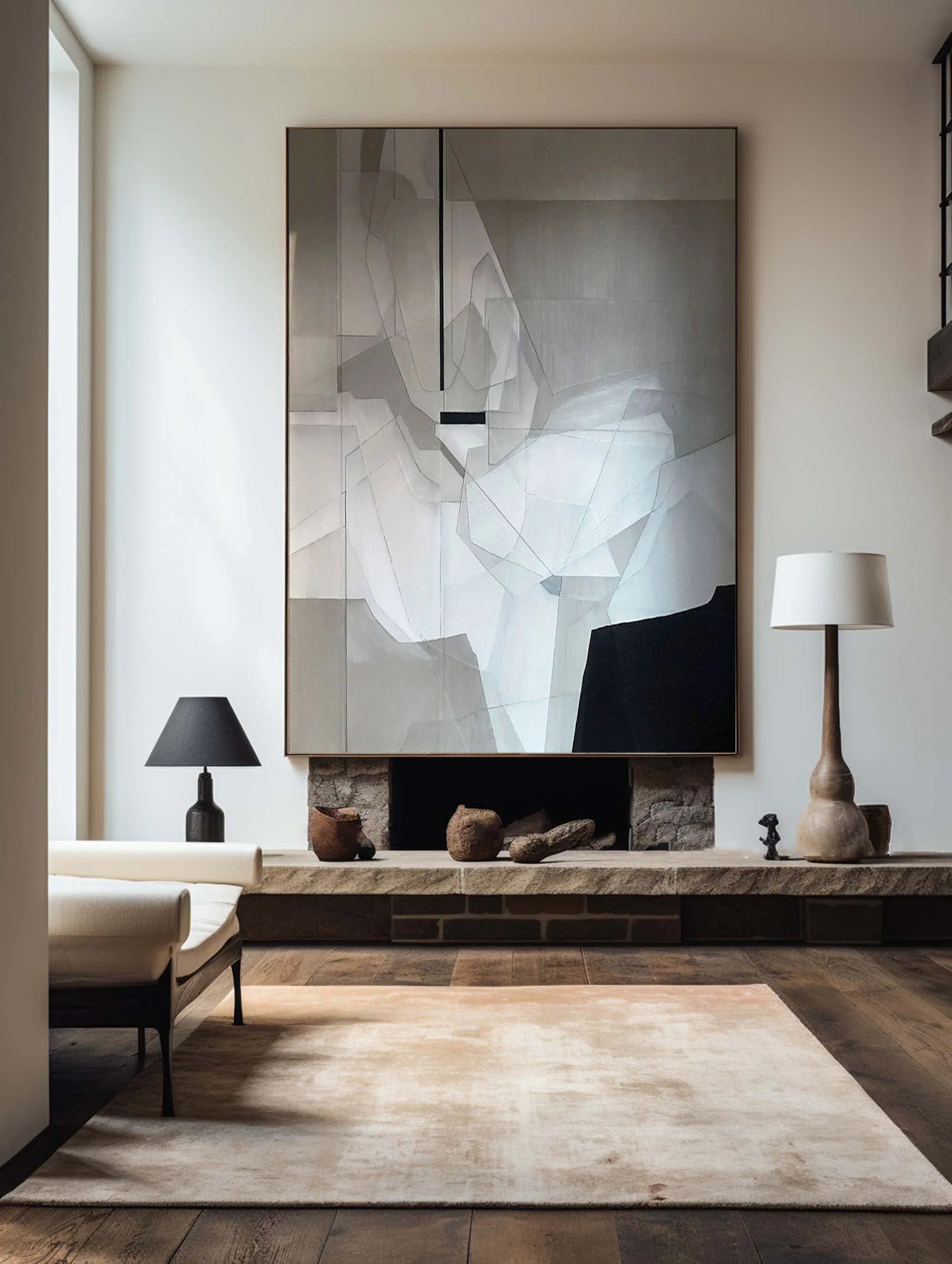 Monochrome Geometric Abstract Wall Art