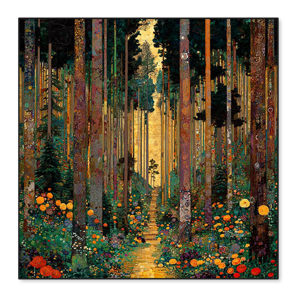 Whispering Grove – Hand-Painted 3D Textured Forest & Floral Canvas