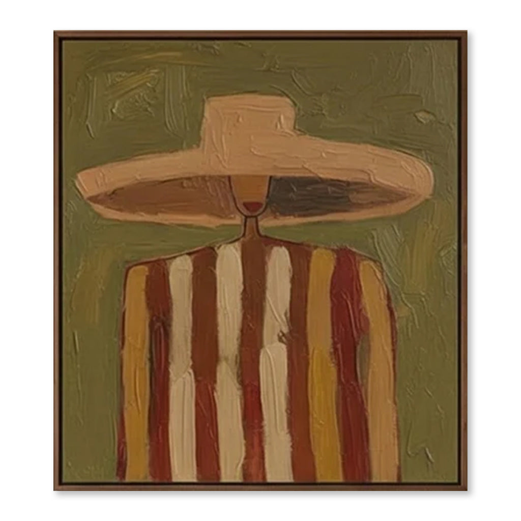 Earth Stripes – Hand-Painted 3D Abstract Figure Canvas