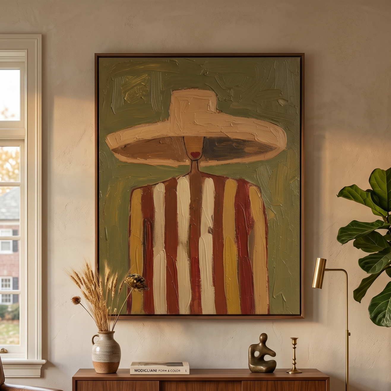Earth Stripes – Hand-Painted 3D Abstract Figure Canvas