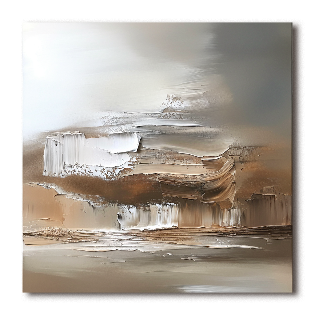 Abstract Textured Oil Painting - Modern Neutral Tones Wall Art for Home Decor
