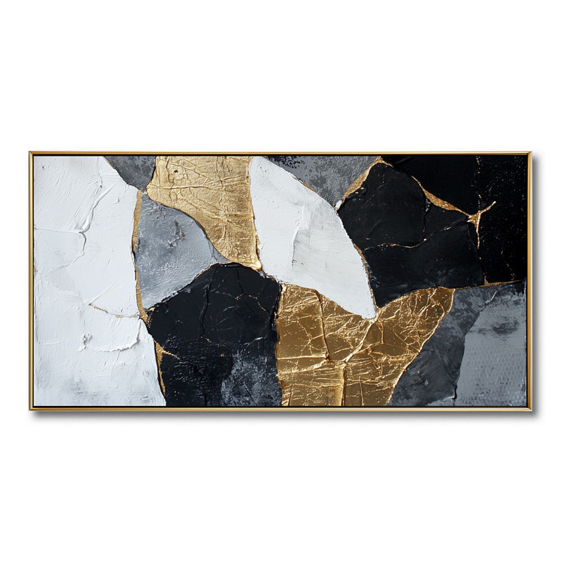 Black White Gold Abstract Textured Painting
