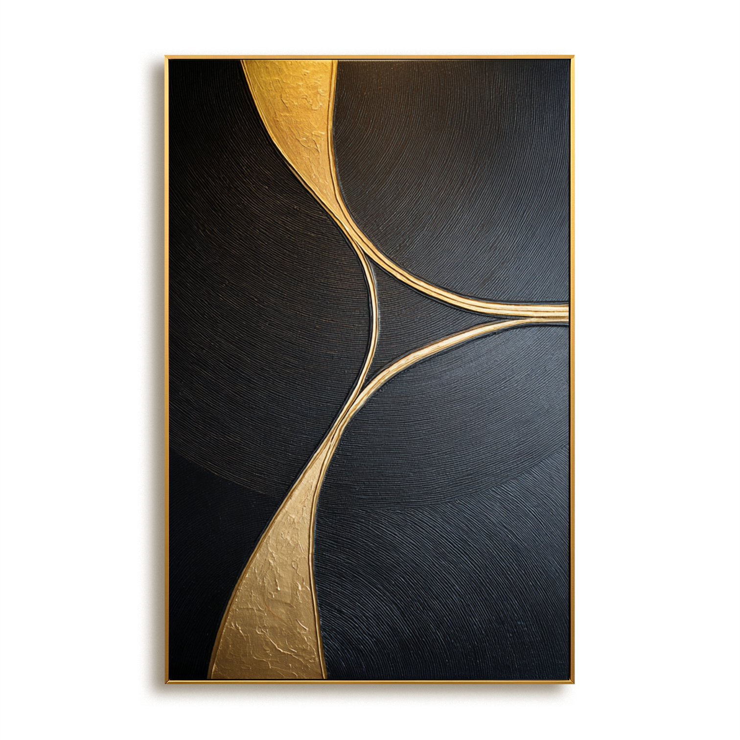 Golden Balance – Black Minimalist Abstract Wall Art