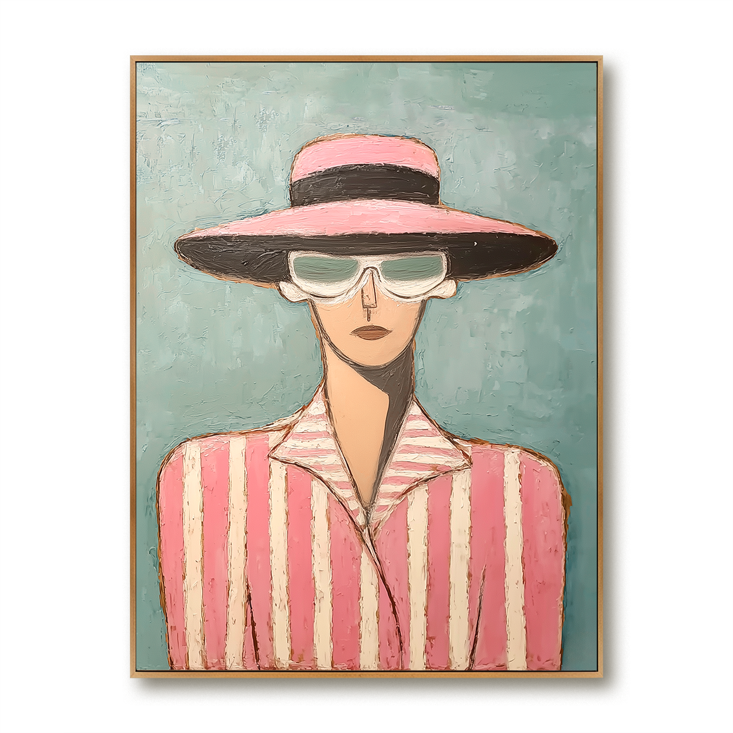 Rose Stripes – Hand-Painted 3D Abstract Figure Canvas