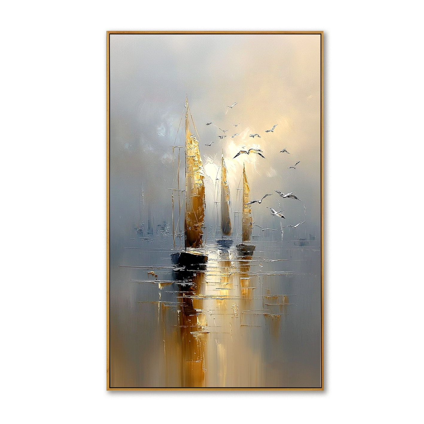 Radiant Sail – Vertical Sailboat Oil Painting Acoustic Wall Art