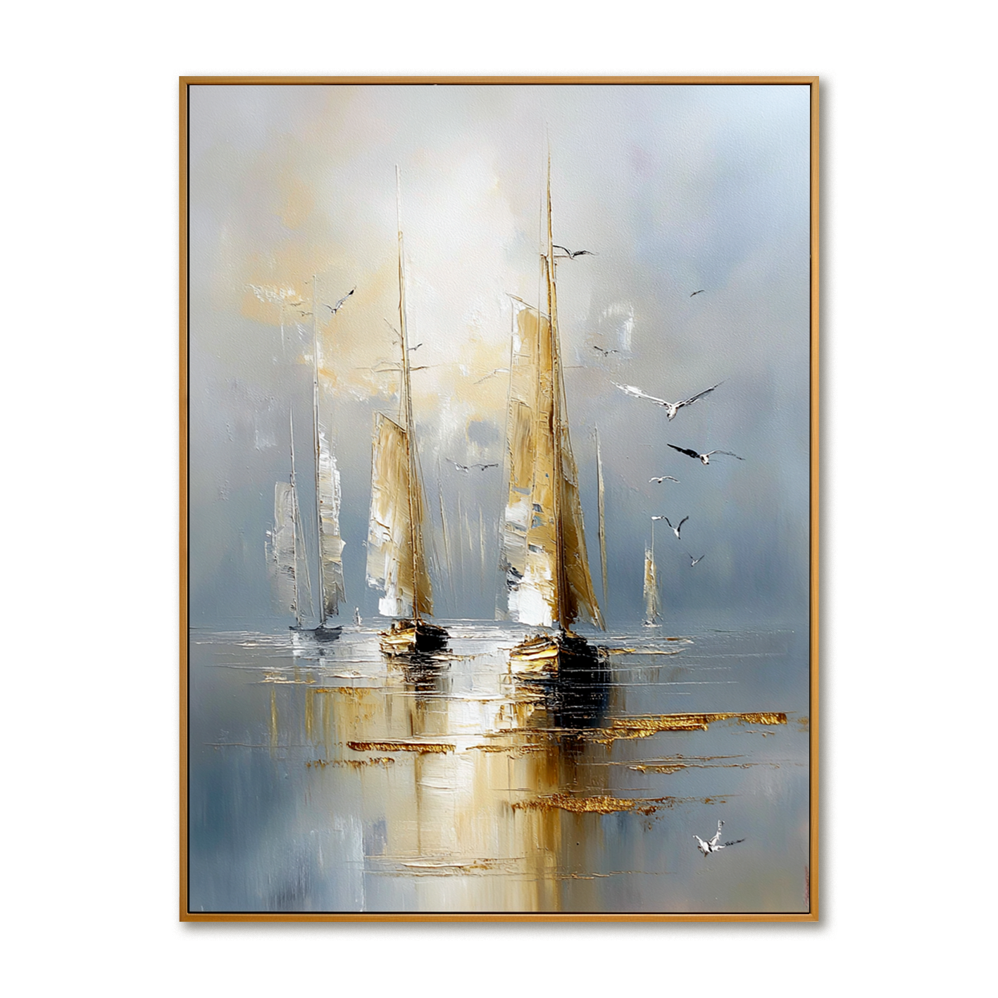 Tranquil Sail – Acoustic Panel Hand-Painted Sailboat Artwork