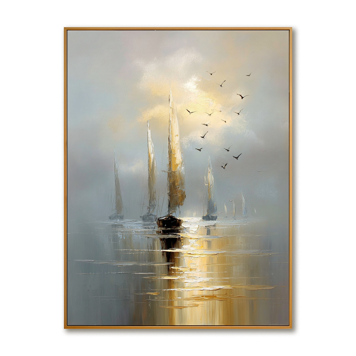 Tranquil Voyage – Hand-Painted Sailboat Oil Painting on Acoustic Panel