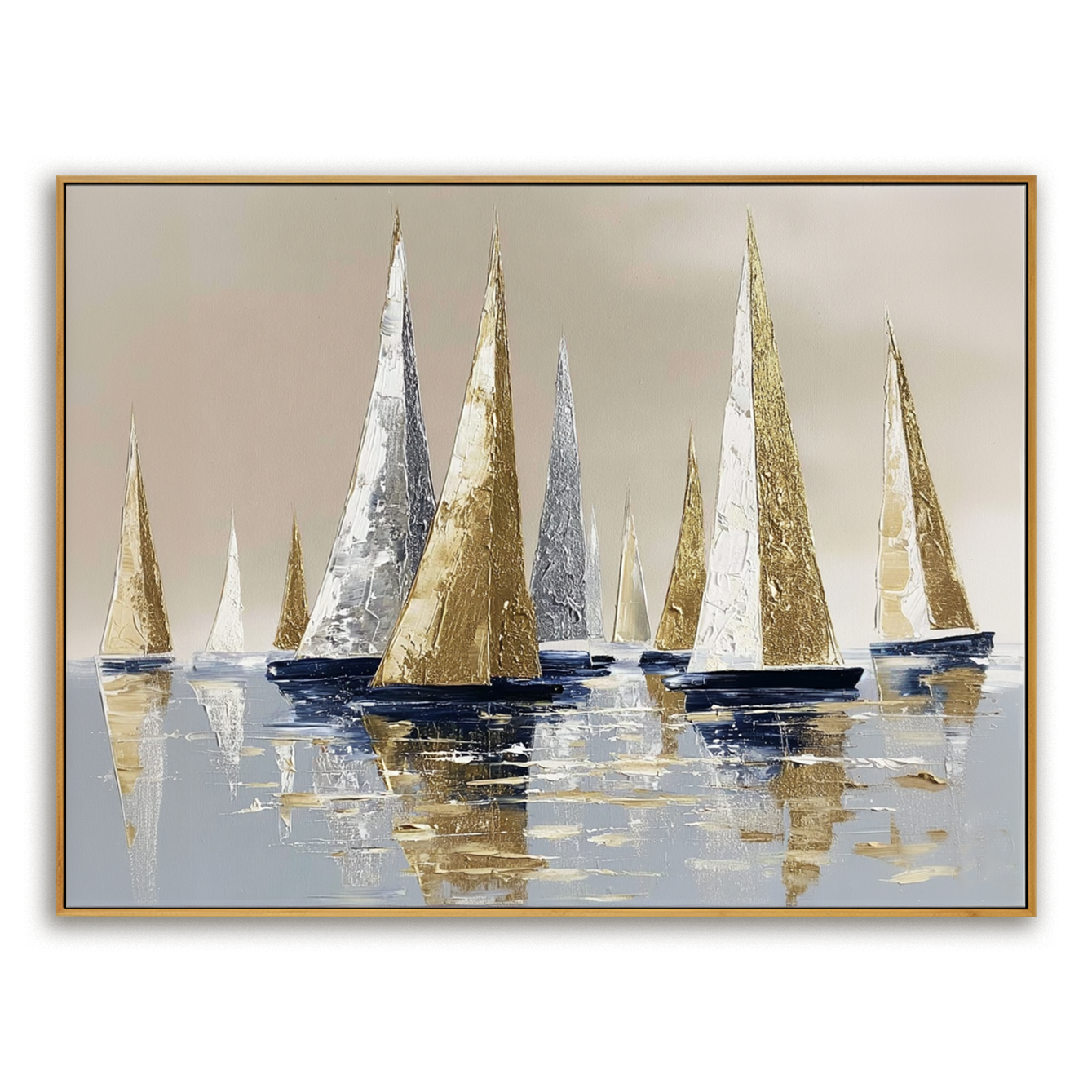 Silver Voyage – Hand-Painted Sailboat Oil Painting on Acoustic Panel