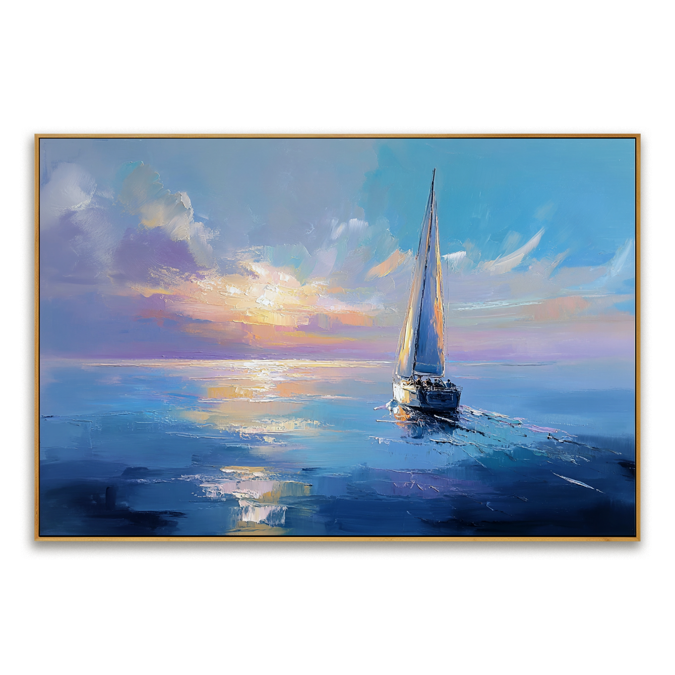 Horizon Glide – Hand-Painted Sailboat Oil Painting