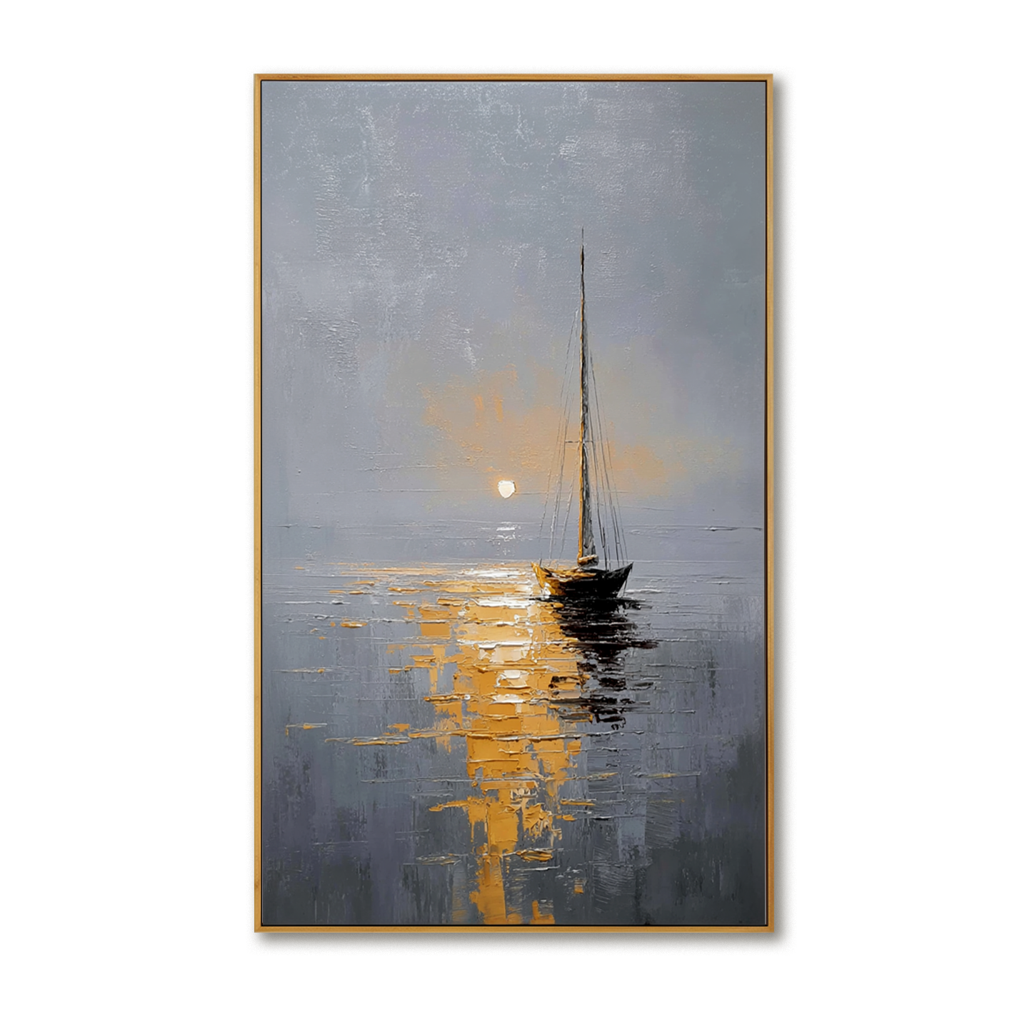Ocean Whisper – Hand-Painted Sailboat Oil Painting Acoustic Panel