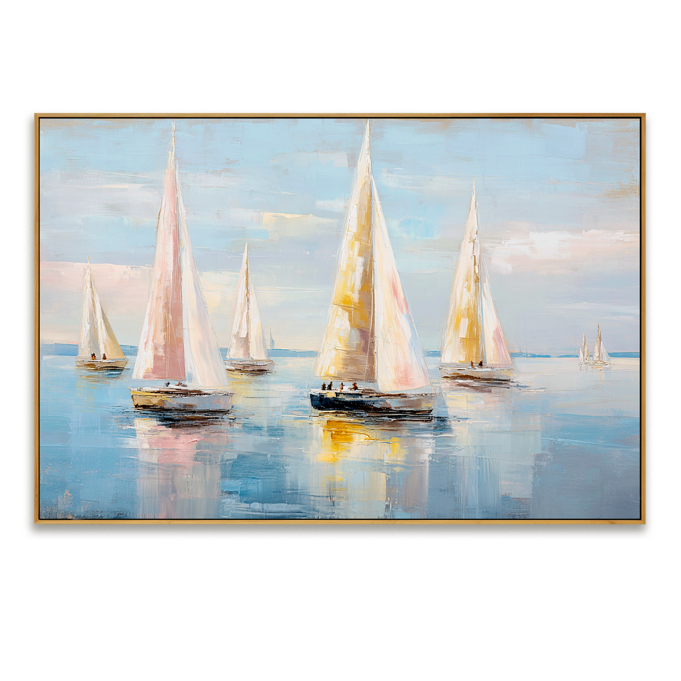 Tranquil Sail – Hand-Painted Sailboat Oil Painting on Acoustic Panel