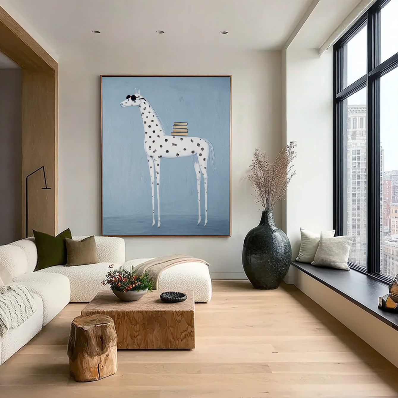 Blue Scholar - Whimsical Horse Canvas Art