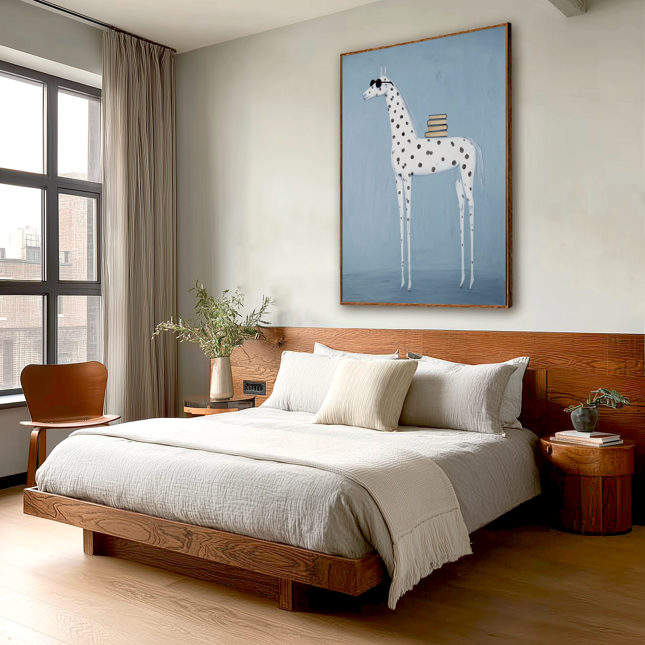 Blue Scholar - Whimsical Horse Canvas Art