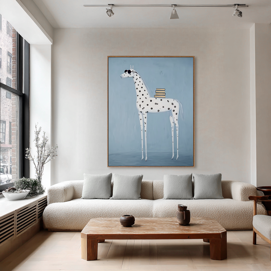 Blue Scholar - Whimsical Horse Canvas Art