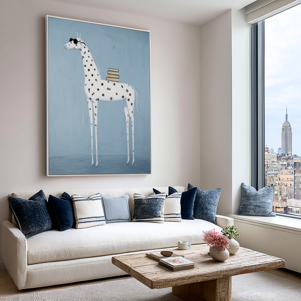 Blue Scholar - Whimsical Horse Canvas Art