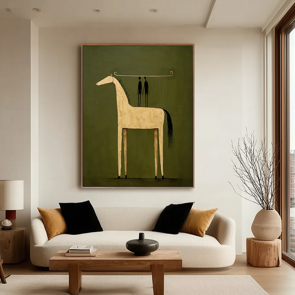 Olive Passage - Minimalist Horse Canvas Art