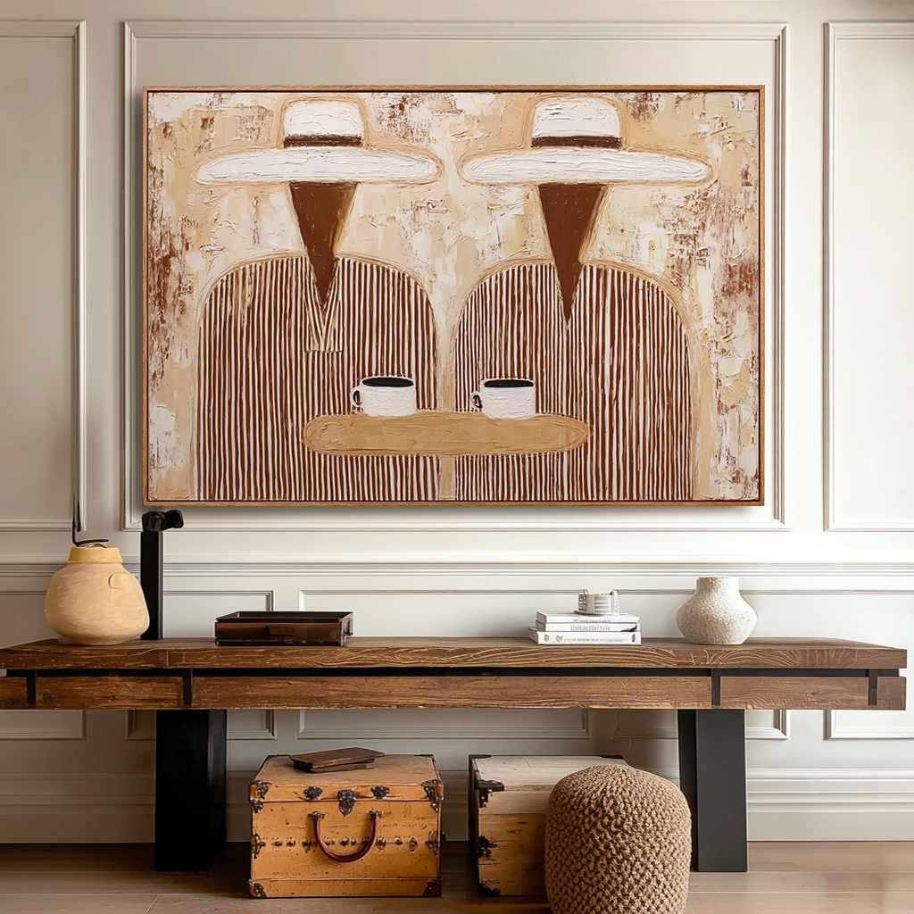 Coffee Break – Hand-Painted Minimalist Oil Painting