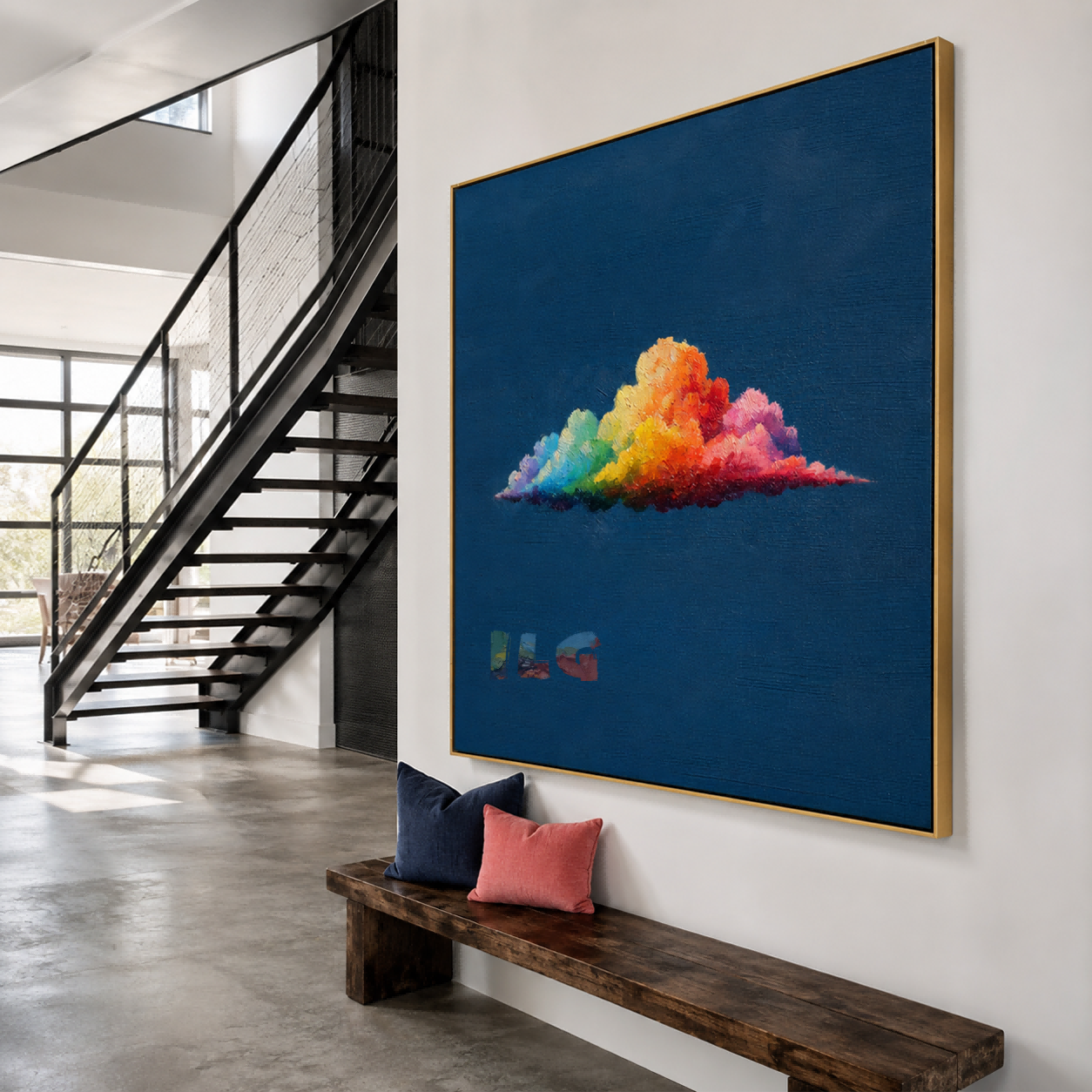 Rainbow Cloud Horizon – Abstract Textured Wall Art