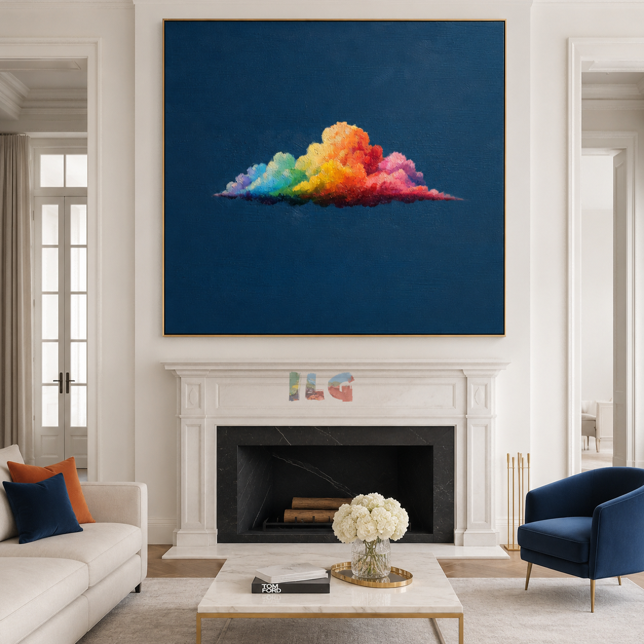 Rainbow Cloud Horizon – Abstract Textured Wall Art
