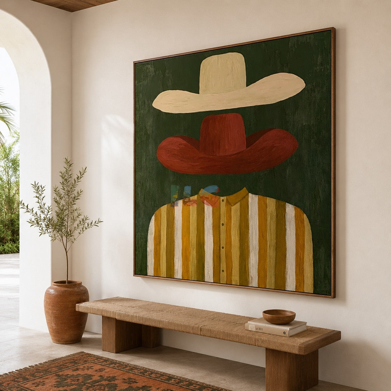Layered Western Hats – Contemporary Figure Wall Art