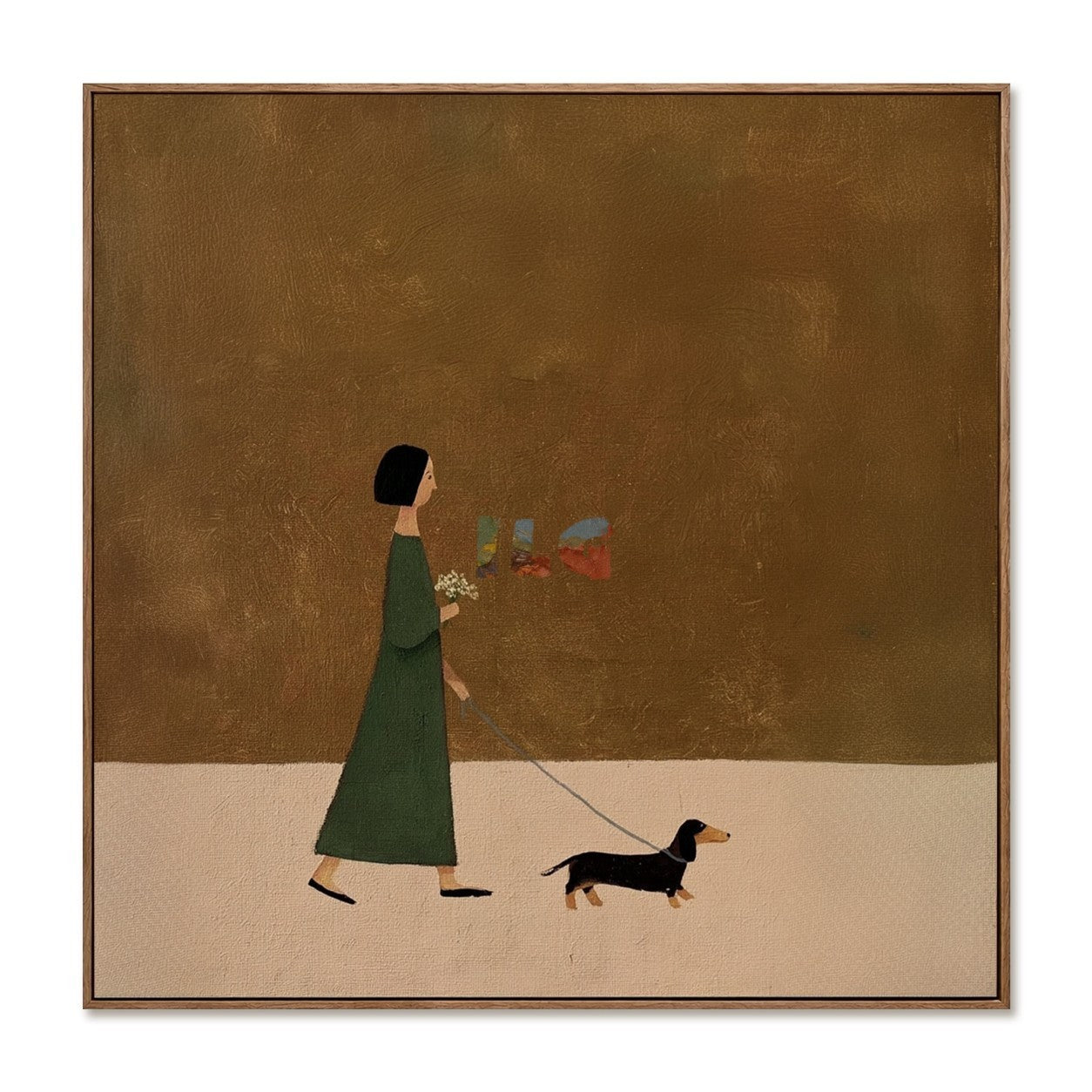 A Gentle Day Outside – Minimalist Figure and Dog Wall Art