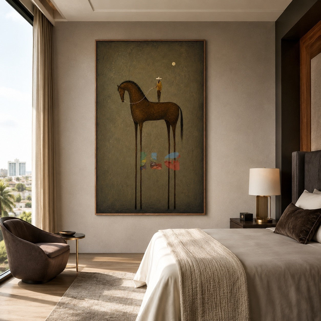 Moonlit Rider Horse – Minimal Western Figurative Wall Art