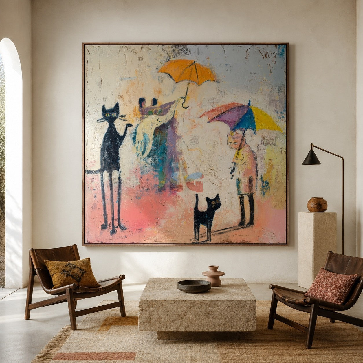 Rainy Day Cat Parade – Whimsical Figurative Wall Art