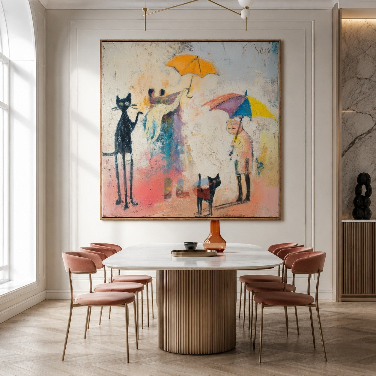 Rainy Day Cat Parade – Whimsical Figurative Wall Art