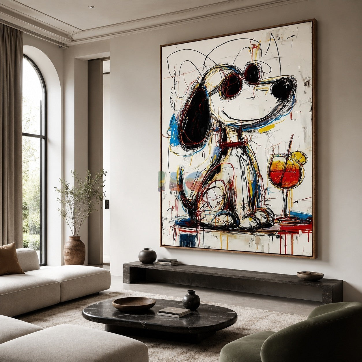 Abstract Puppy Portrait – Contemporary Pop Art Wall Art