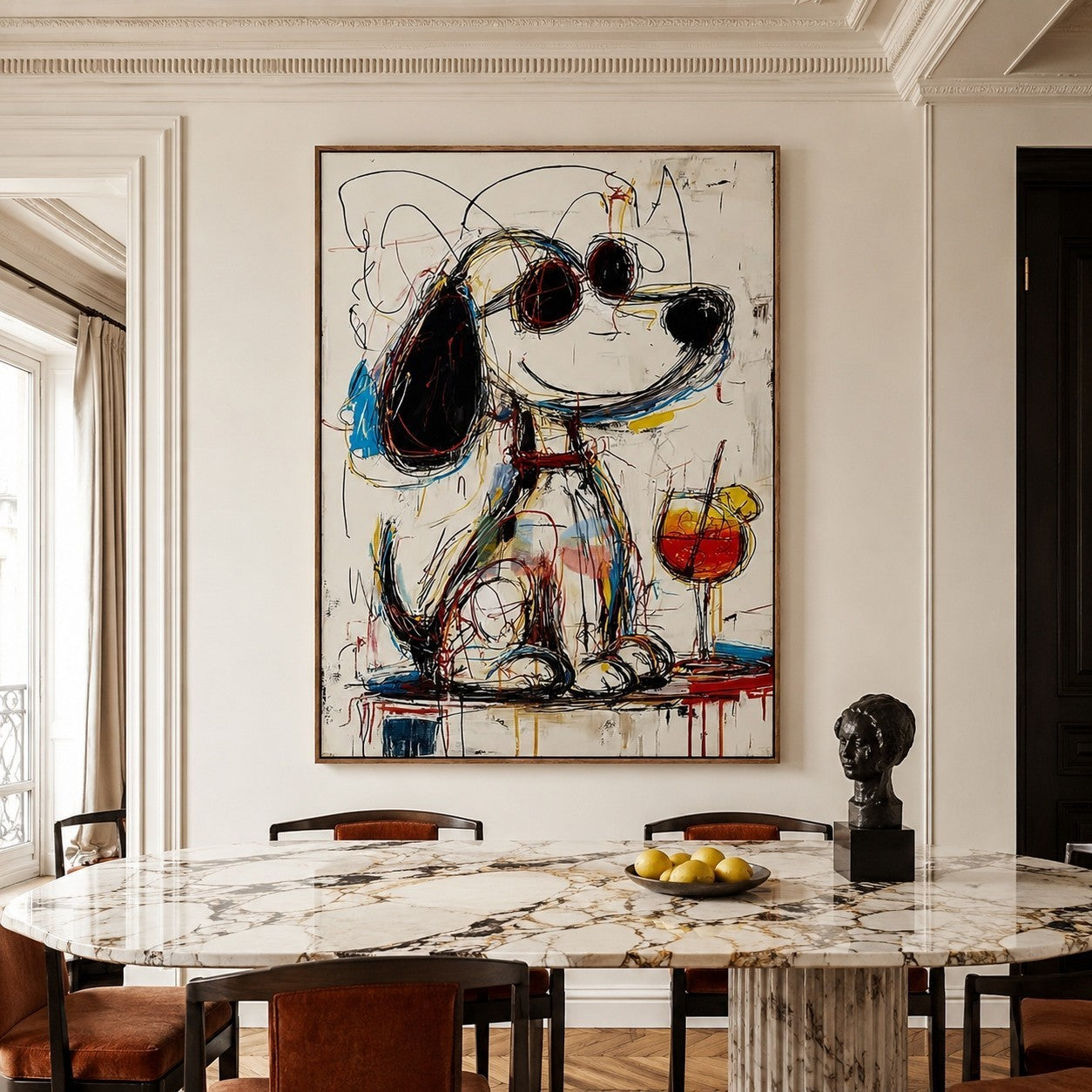 Abstract Puppy Portrait – Contemporary Pop Art Wall Art