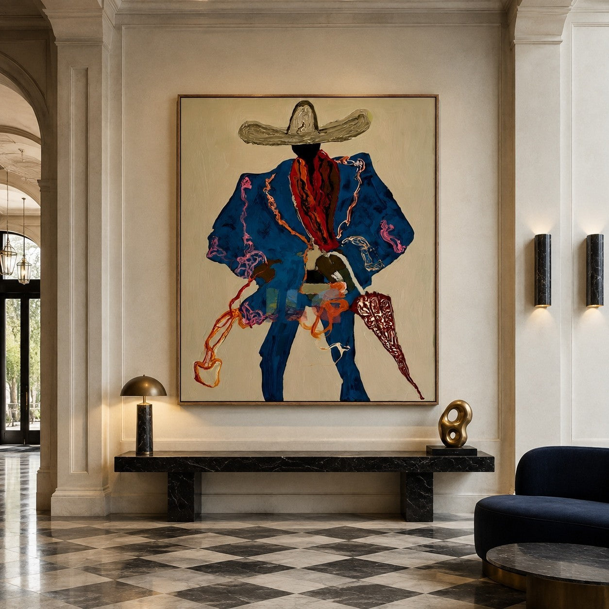 Blue Shadow Rider – Contemporary Western Figure Wall Art