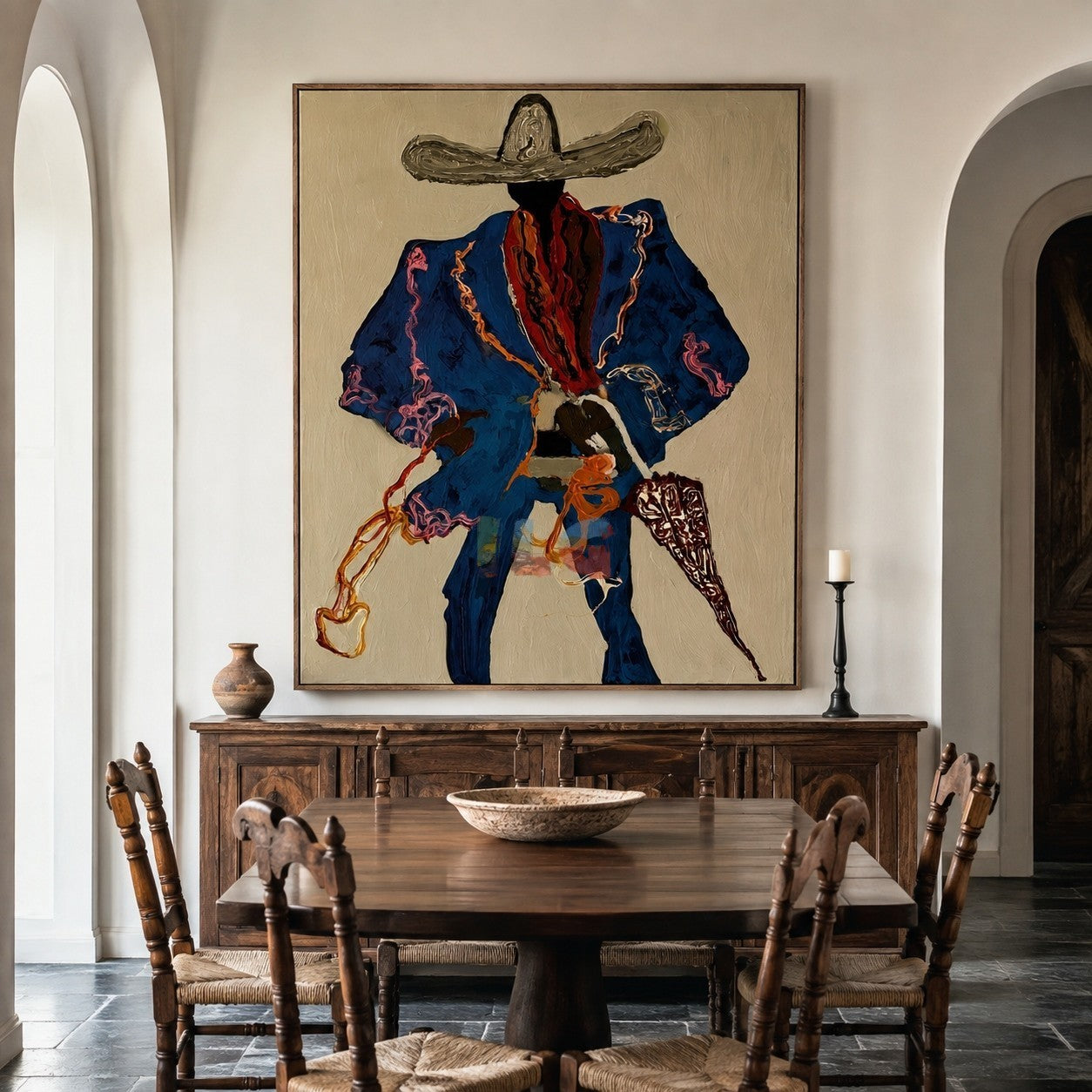 Blue Shadow Rider – Contemporary Western Figure Wall Art
