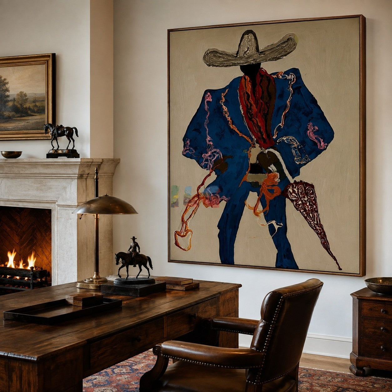 Blue Shadow Rider – Contemporary Western Figure Wall Art