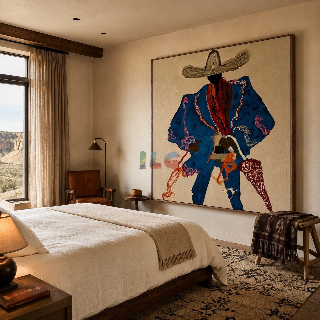 Blue Shadow Rider – Contemporary Western Figure Wall Art