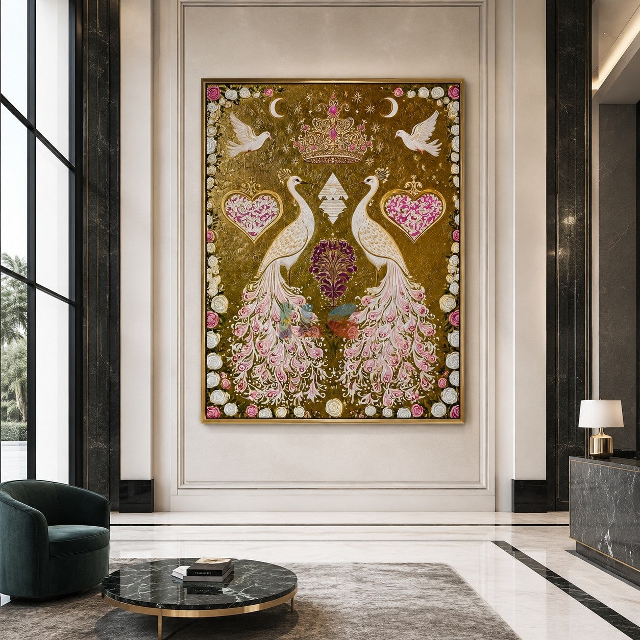 Regal Peacock Garden – Ornate Botanical Wall Art