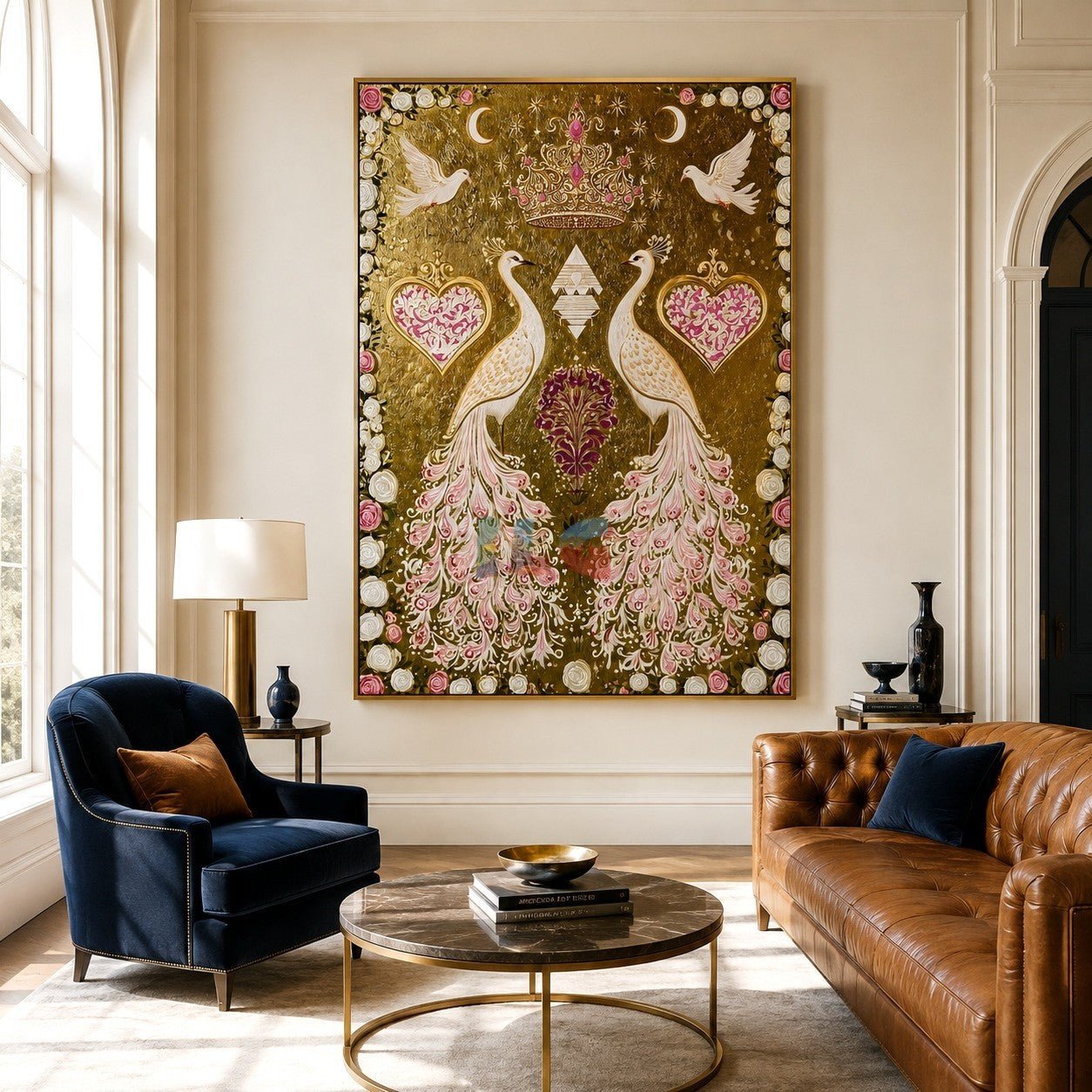 Regal Peacock Garden – Ornate Botanical Wall Art