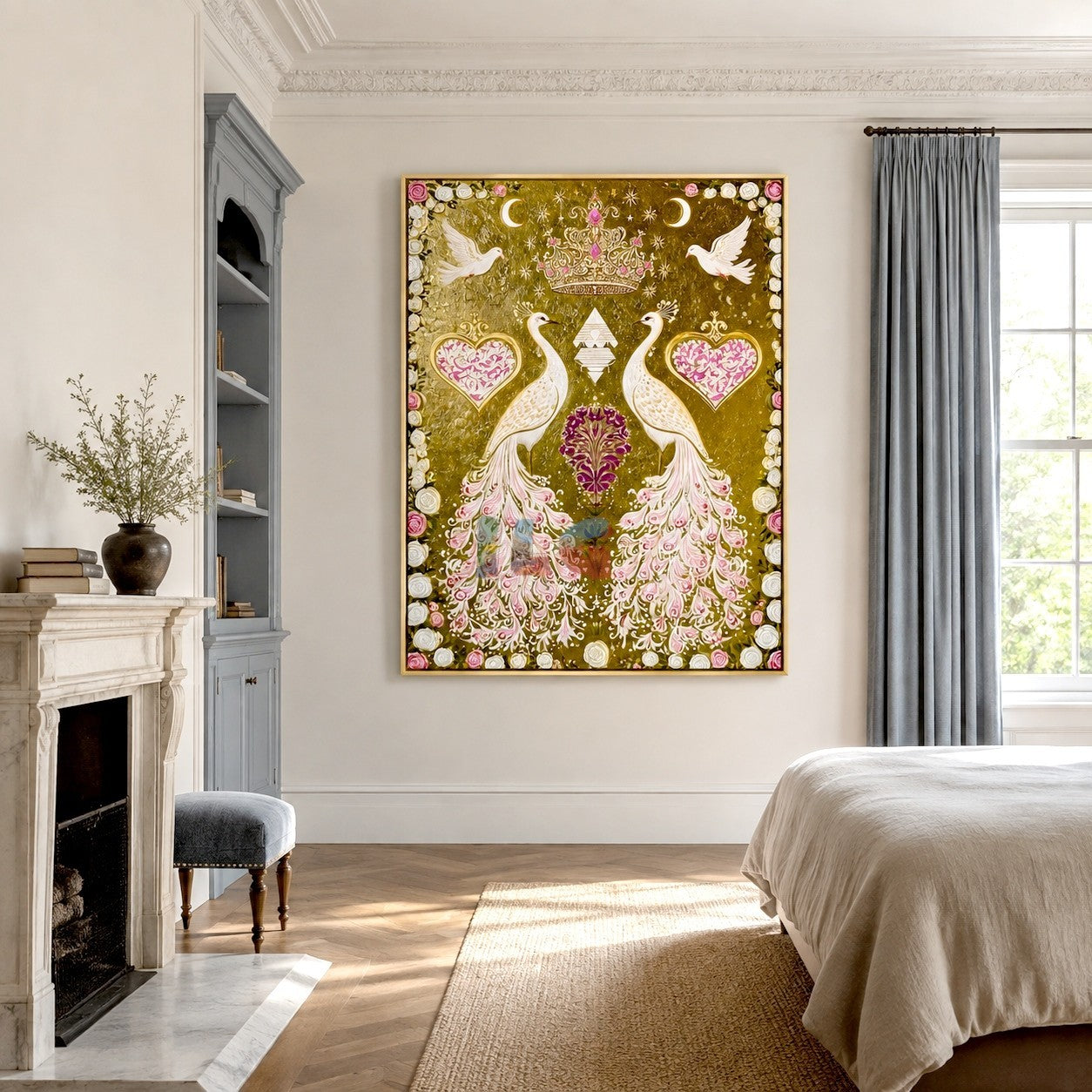 Regal Peacock Garden – Ornate Botanical Wall Art