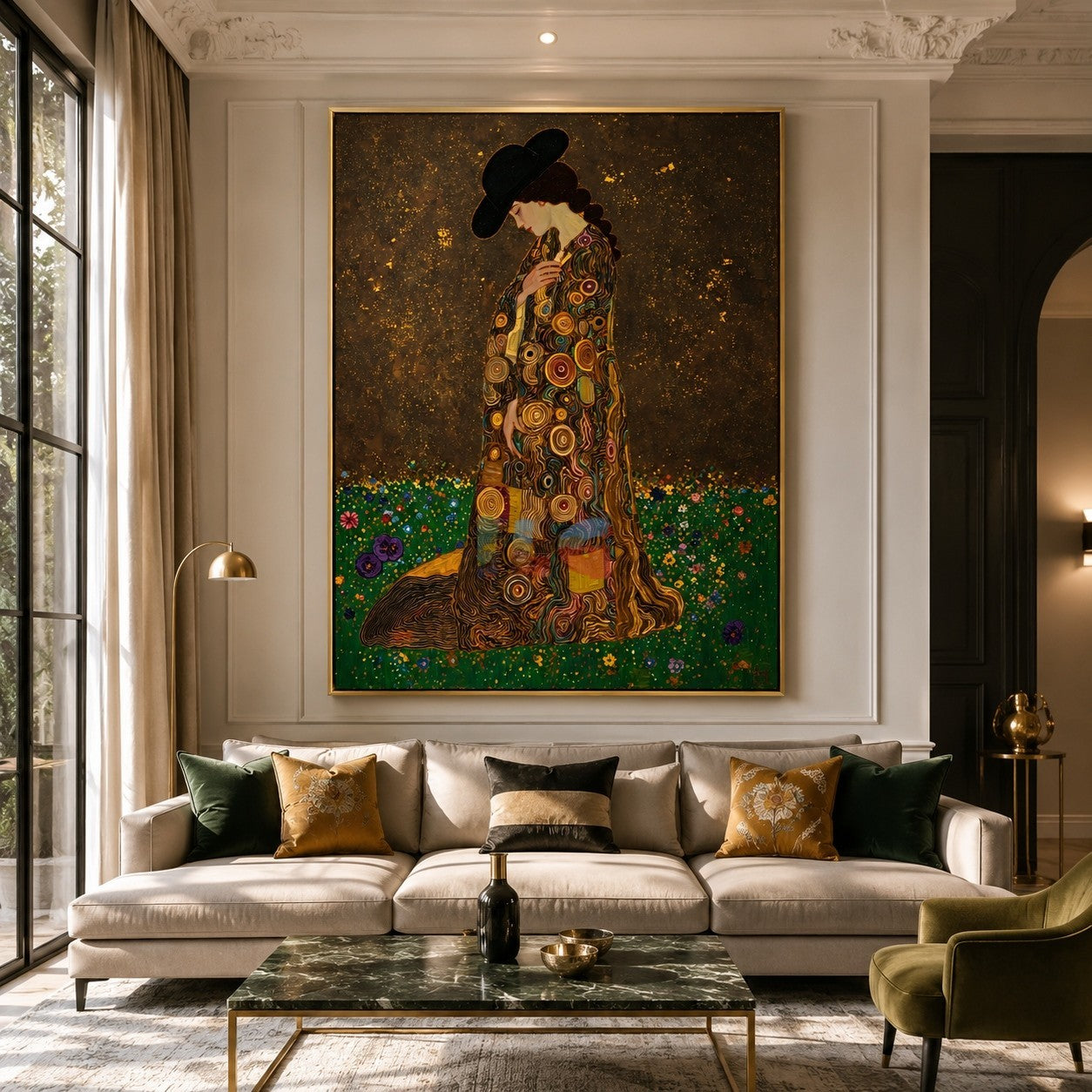 Velvet Bloom Heiress – Ornate Figurative Floral Wall Art