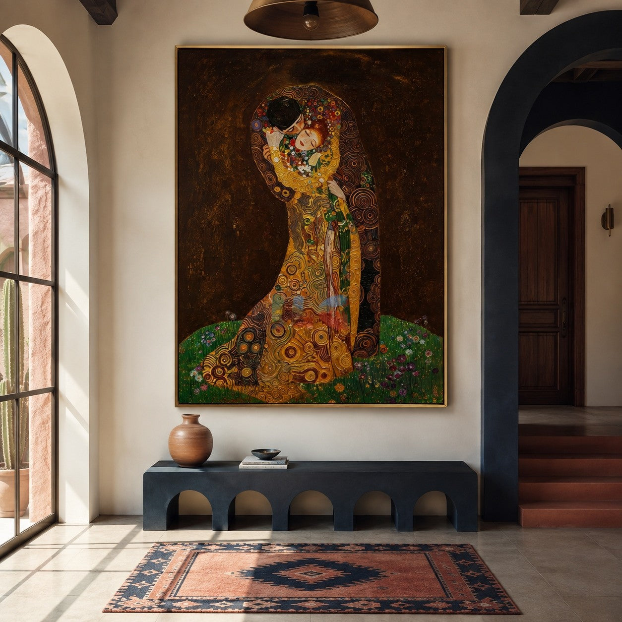 Golden Embrace Reverie – Ornate Romantic Figurative Wall Art