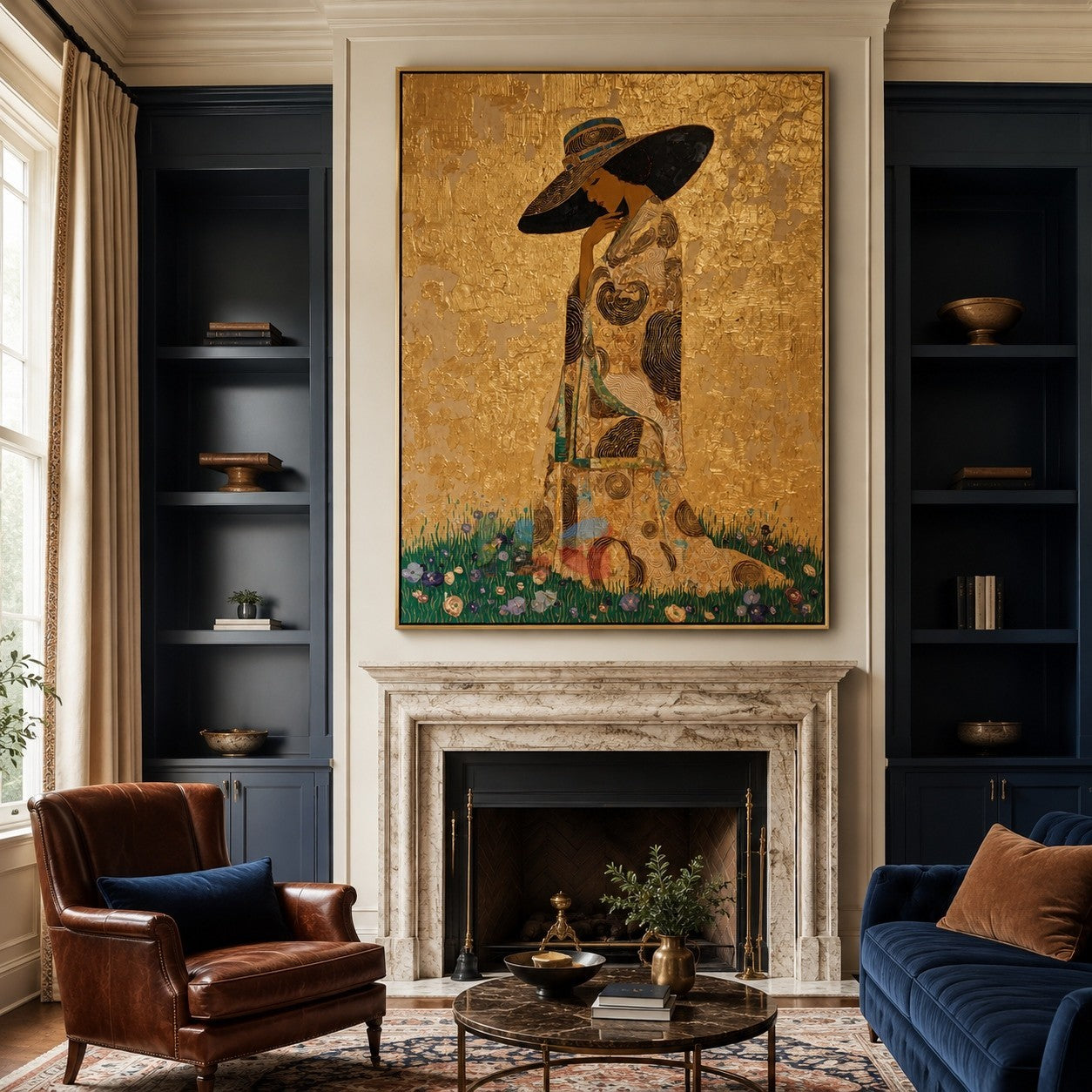 Sunlit Kimono Muse – Ornate Figurative Floral Wall Art