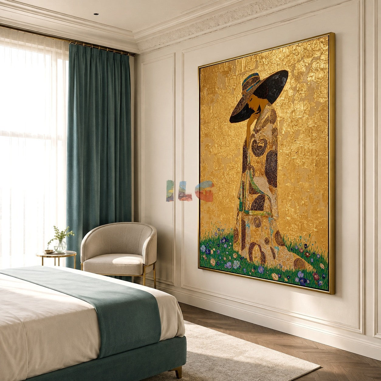 Sunlit Kimono Muse – Ornate Figurative Floral Wall Art