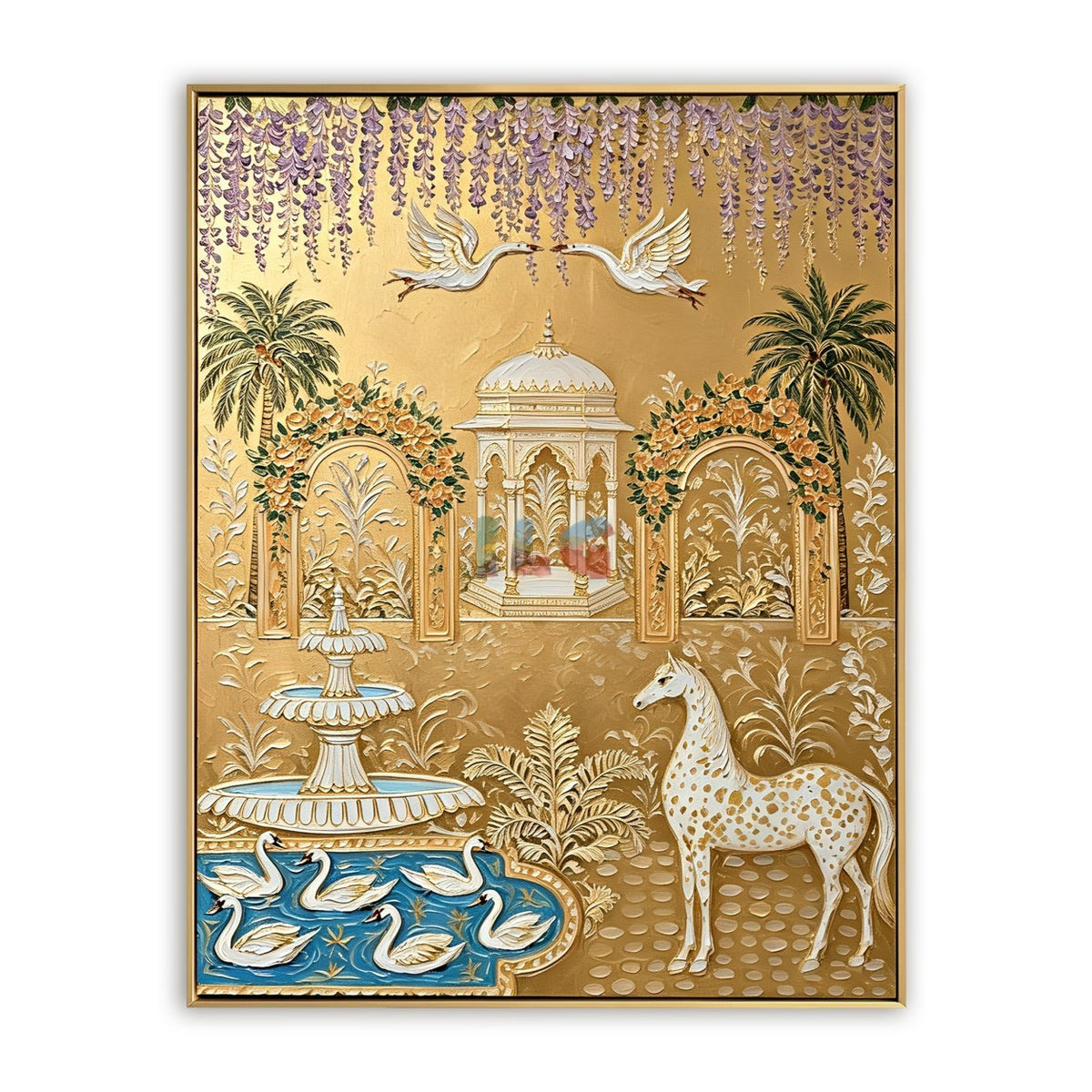 Imperial Crane Oasis – Ornate Gold Garden Wall Art