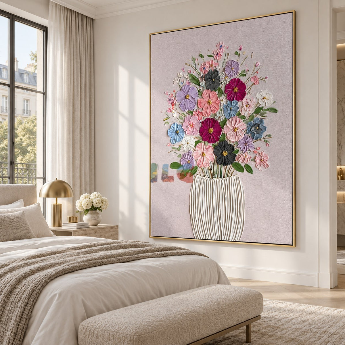 Blush Bouquet Bloom – Textured Floral Vase Wall Art