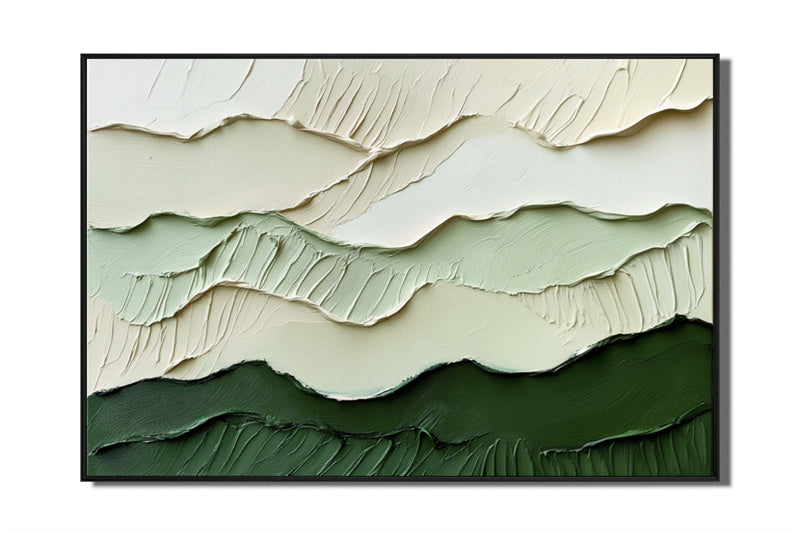 Green Textured Abstract Painting for Modern Minimalist Decor