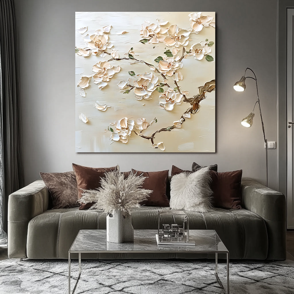 Handcrafted Textured Floral Painting for Home Decor