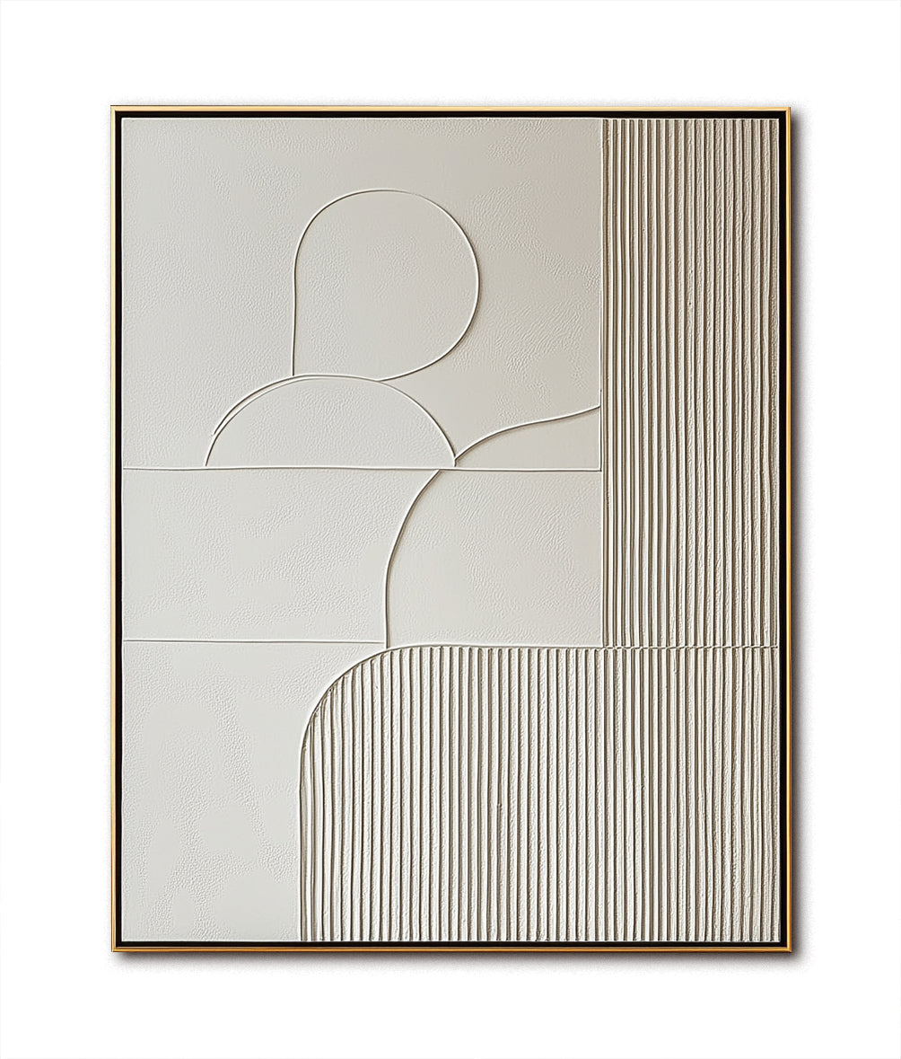 Handmade Wabi - Sabi 3D Textured Abstract Wall Art - Minimalist Geometric & Linear Decorative Painting for Home Decor