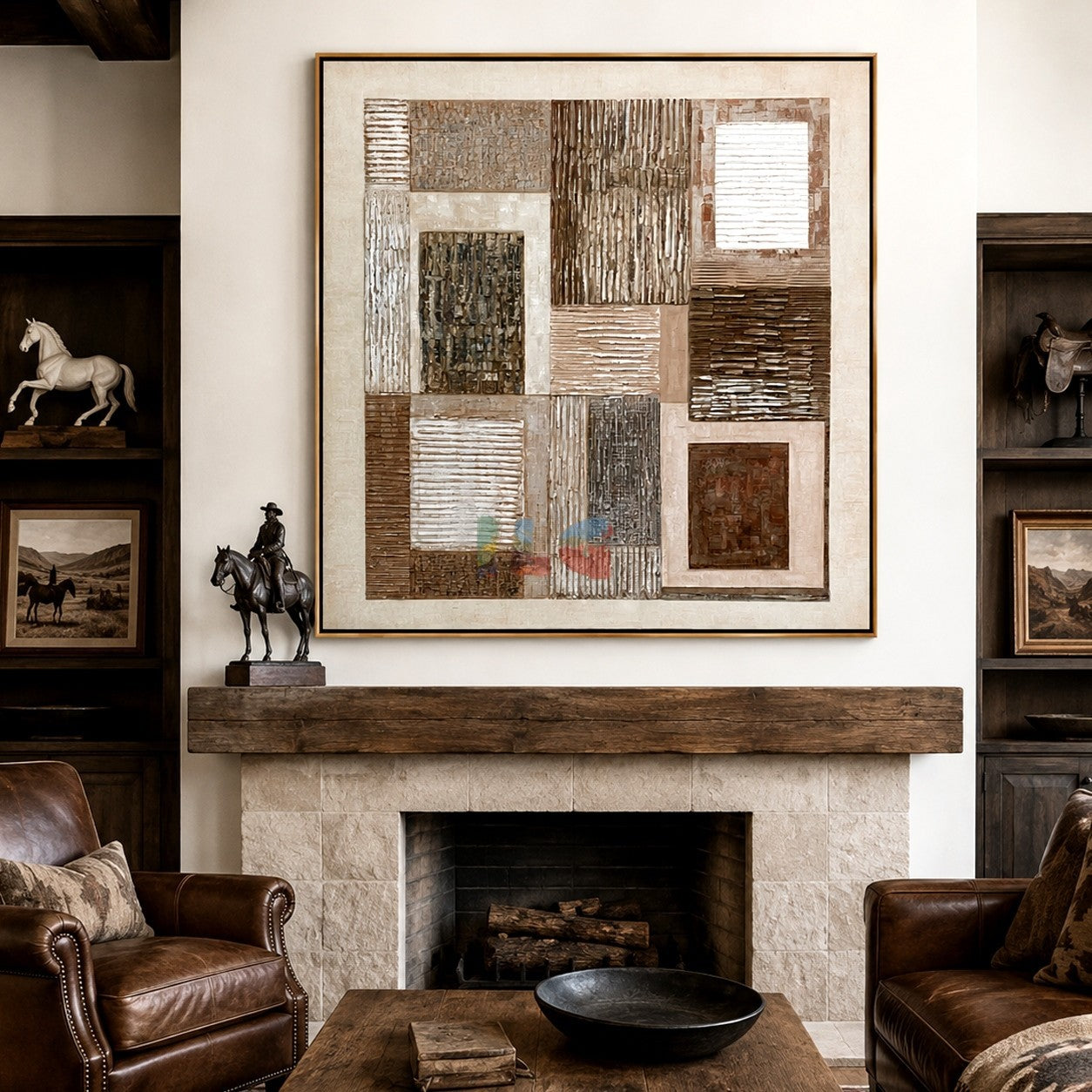 Neutral Atelier Blocks – Abstract Geometric Textured Wall Art