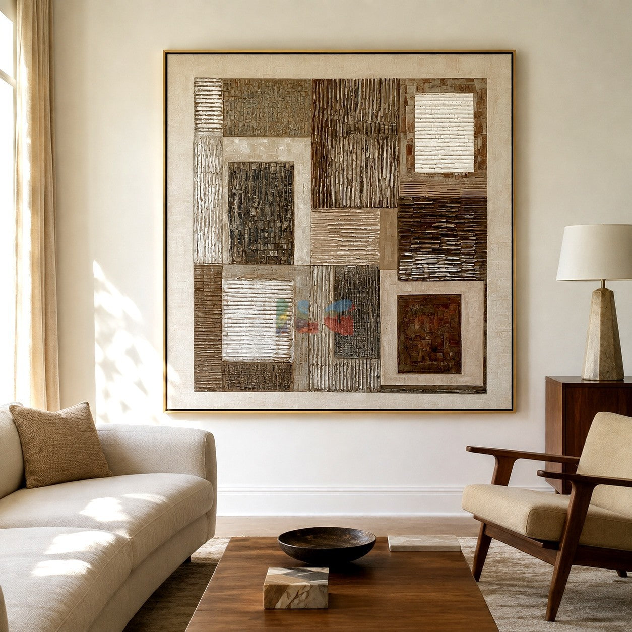 Neutral Atelier Blocks – Abstract Geometric Textured Wall Art
