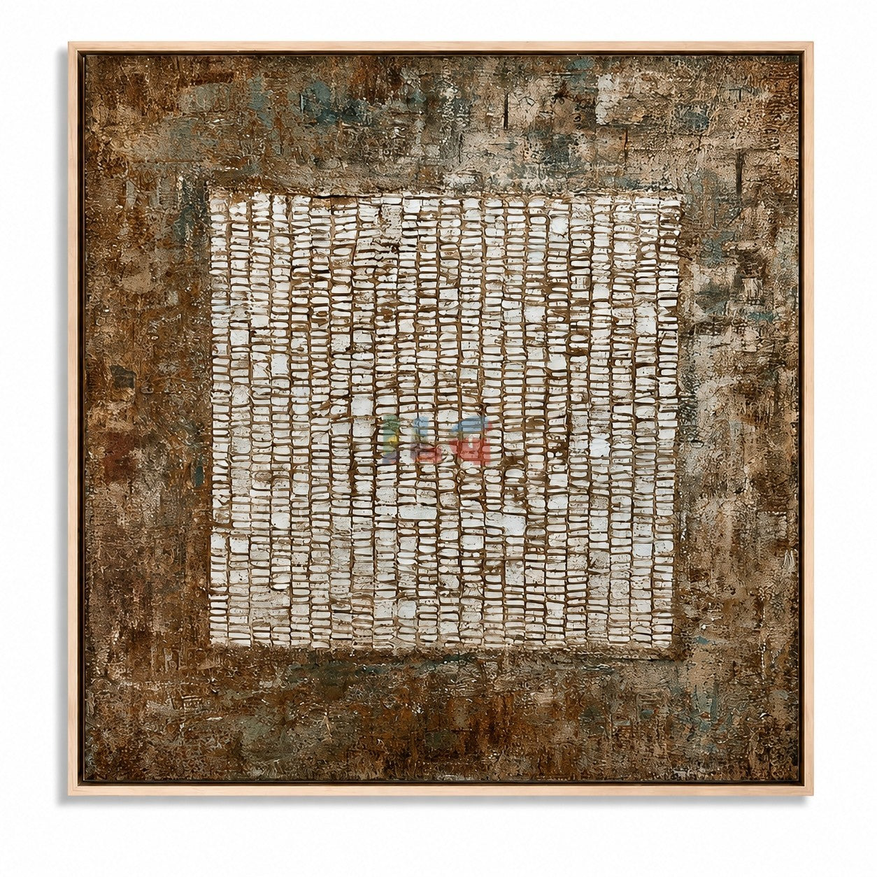 Weathered Grid Memory – Abstract Industrial Textured Wall Art